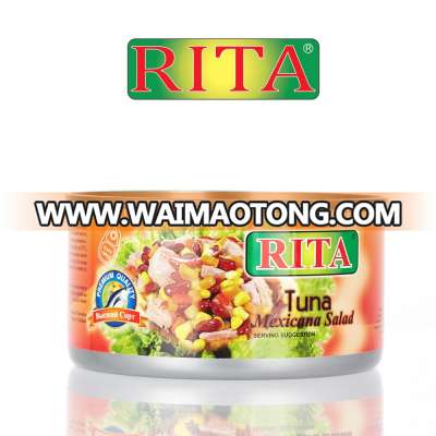 CANNED VALUE ADDED TUNA AND MEXICAN SALAD FROM THAILAND BLUE RIVA / RITA BRAND