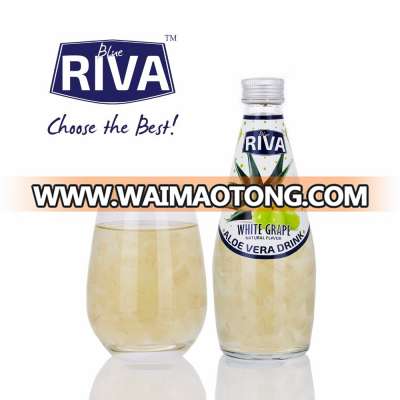 ALOE VERA DRINK WITH White Grape FLAVOR IN GLASS BOTTLE FROM THAILAND