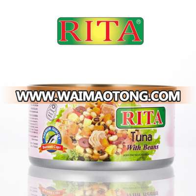 CANNED VALUE ADDED TUNA FISH & BEAN FROM THAILAND BLUE RIVA / RITA BRAND