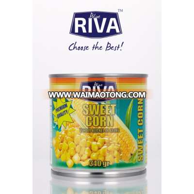 CANNED SWEET KERNEL CORN FROM THAILAND BLUE RIVA BRAND